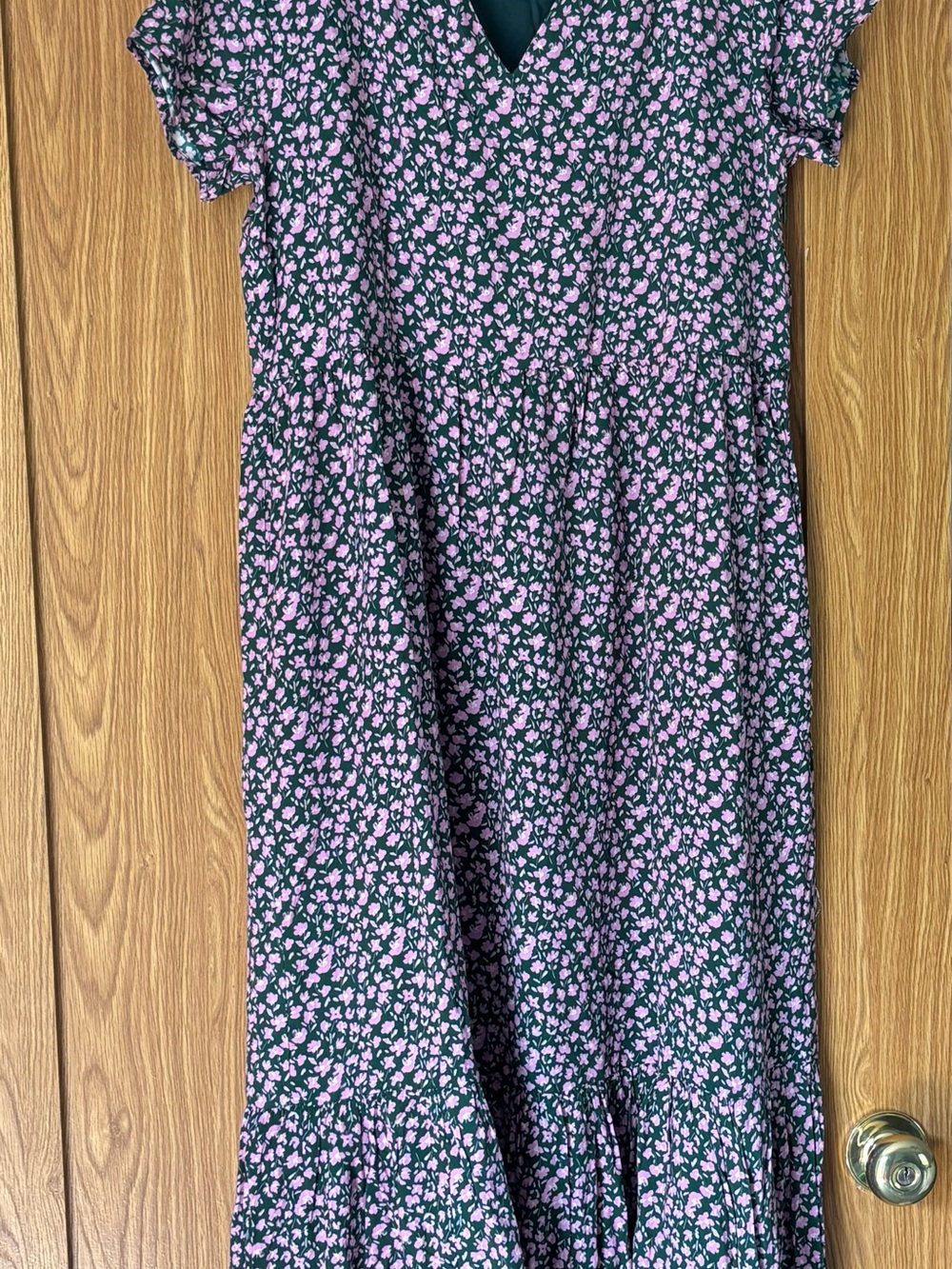 Inherit Co. Floral V-Neck Maxi Dress in Pink and Green